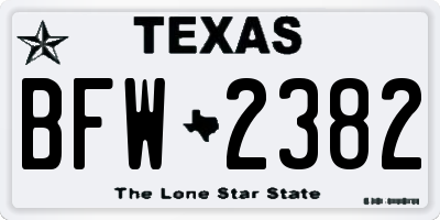 TX license plate BFW2382