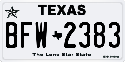 TX license plate BFW2383