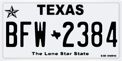 TX license plate BFW2384