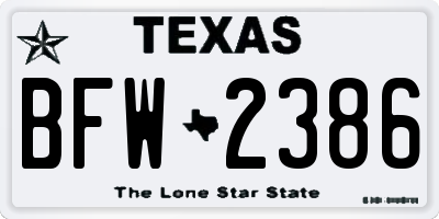 TX license plate BFW2386