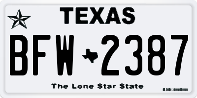 TX license plate BFW2387
