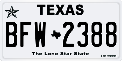 TX license plate BFW2388
