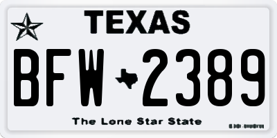 TX license plate BFW2389