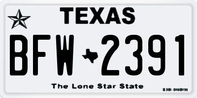 TX license plate BFW2391