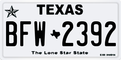 TX license plate BFW2392