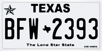 TX license plate BFW2393