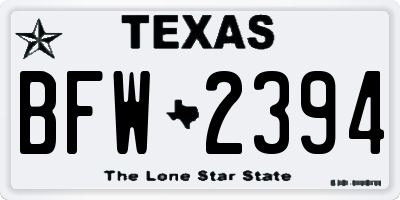 TX license plate BFW2394
