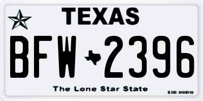 TX license plate BFW2396