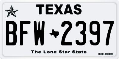 TX license plate BFW2397