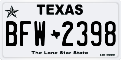 TX license plate BFW2398