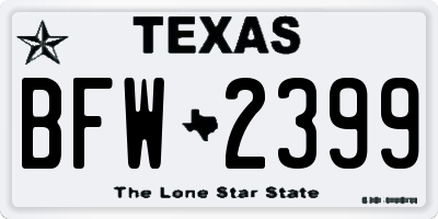 TX license plate BFW2399