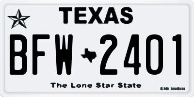 TX license plate BFW2401