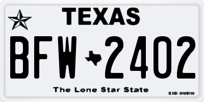 TX license plate BFW2402