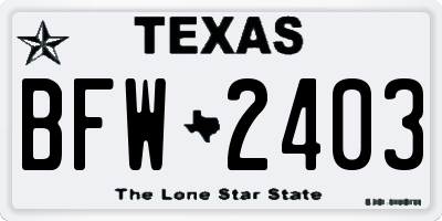 TX license plate BFW2403