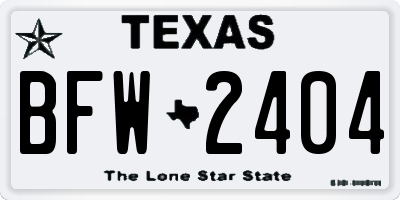 TX license plate BFW2404