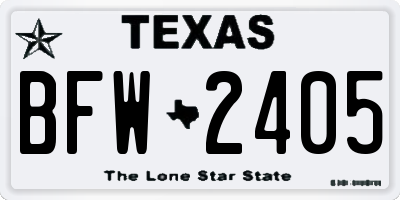TX license plate BFW2405