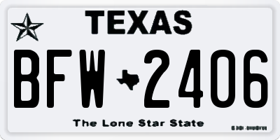 TX license plate BFW2406