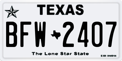 TX license plate BFW2407