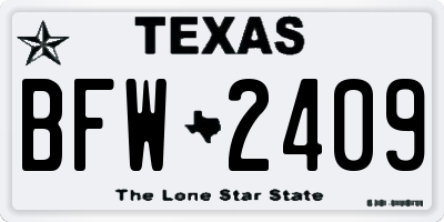 TX license plate BFW2409