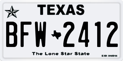 TX license plate BFW2412