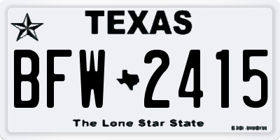 TX license plate BFW2415