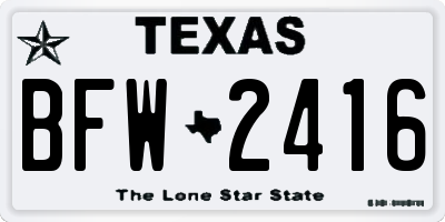 TX license plate BFW2416