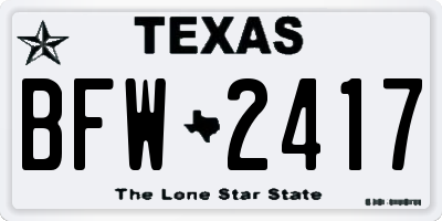 TX license plate BFW2417