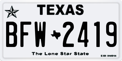 TX license plate BFW2419