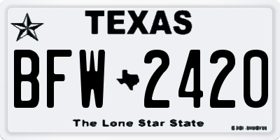 TX license plate BFW2420