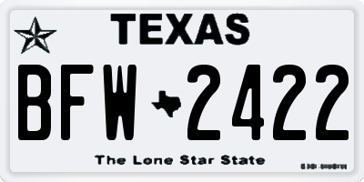TX license plate BFW2422