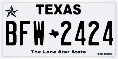 TX license plate BFW2424