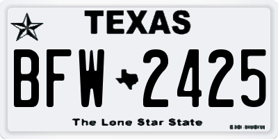 TX license plate BFW2425