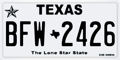 TX license plate BFW2426