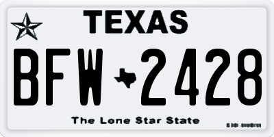 TX license plate BFW2428