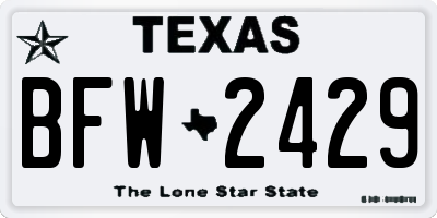 TX license plate BFW2429