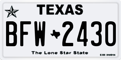 TX license plate BFW2430