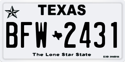 TX license plate BFW2431