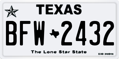 TX license plate BFW2432