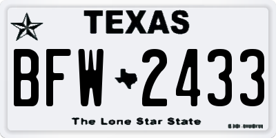 TX license plate BFW2433