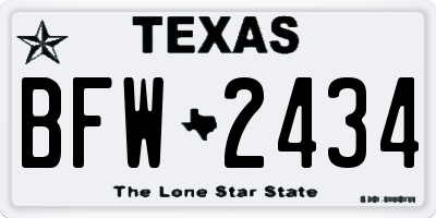 TX license plate BFW2434