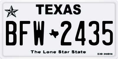 TX license plate BFW2435