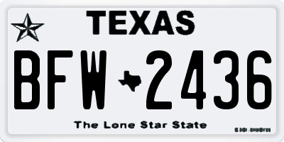 TX license plate BFW2436