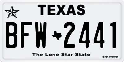 TX license plate BFW2441