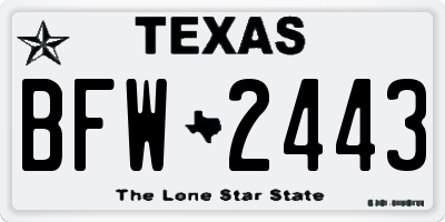 TX license plate BFW2443