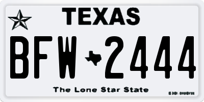 TX license plate BFW2444