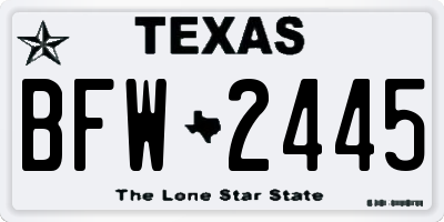 TX license plate BFW2445