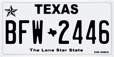 TX license plate BFW2446