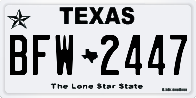 TX license plate BFW2447