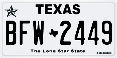 TX license plate BFW2449