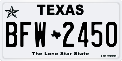 TX license plate BFW2450